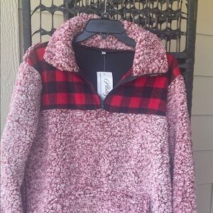 Plaid and Sherpa Women's Sweater‎